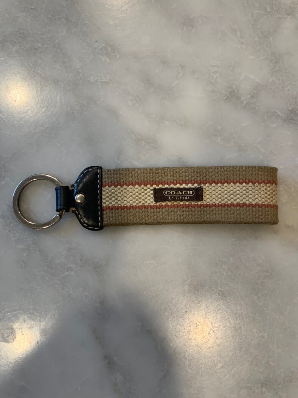 Coach striped key fob